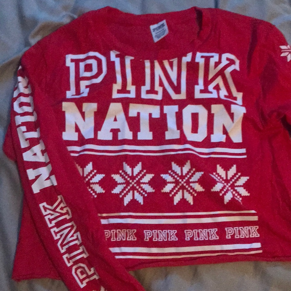 Pink long sleeve crop